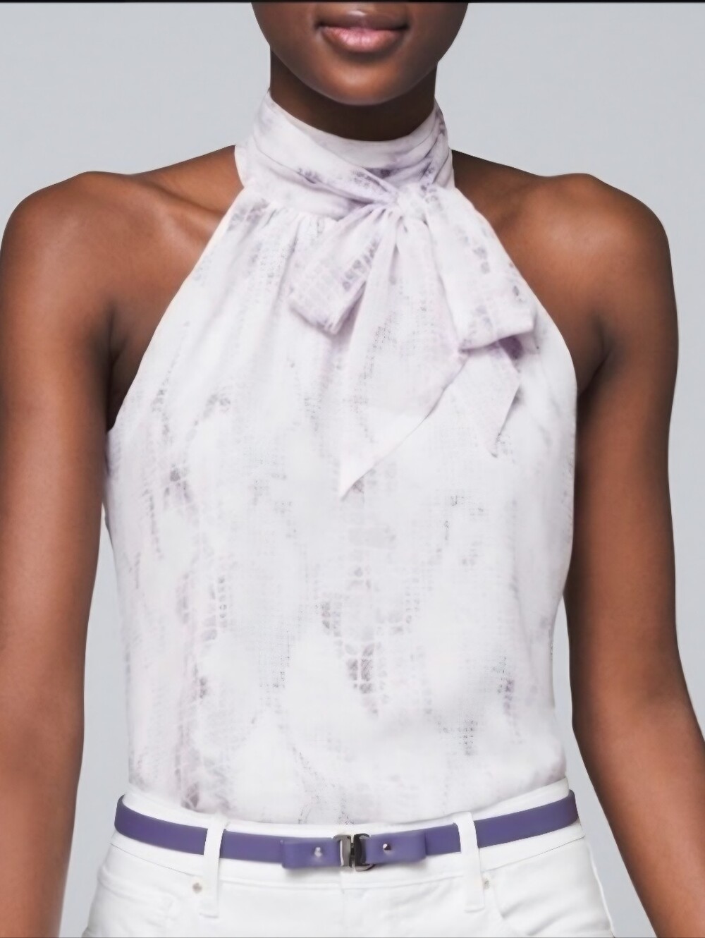 White House Black Market Snake Print Halter Top